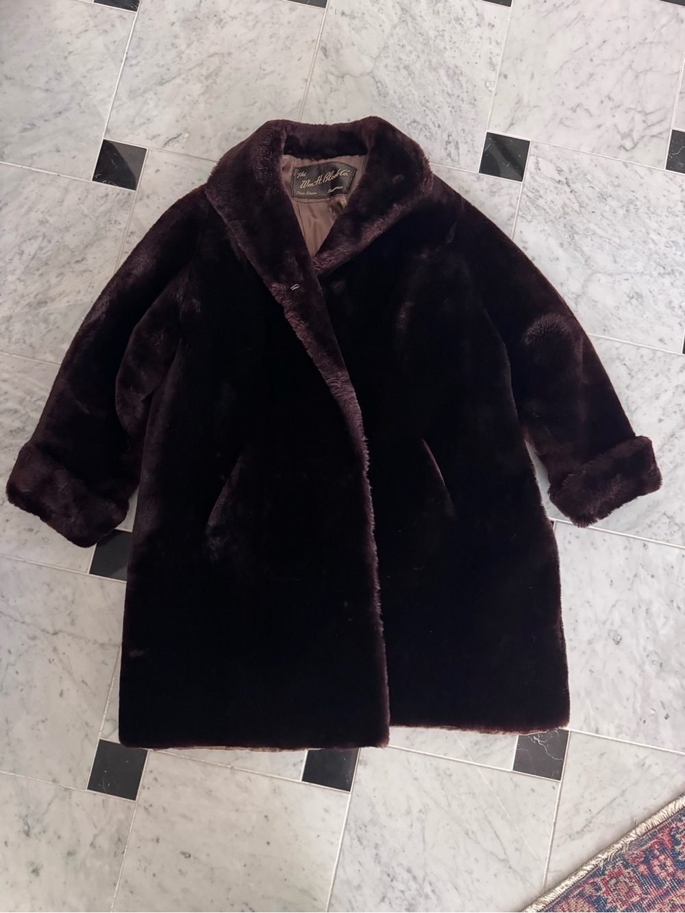 Vintage Chocolate Brown Faux Fur/Wool Coat